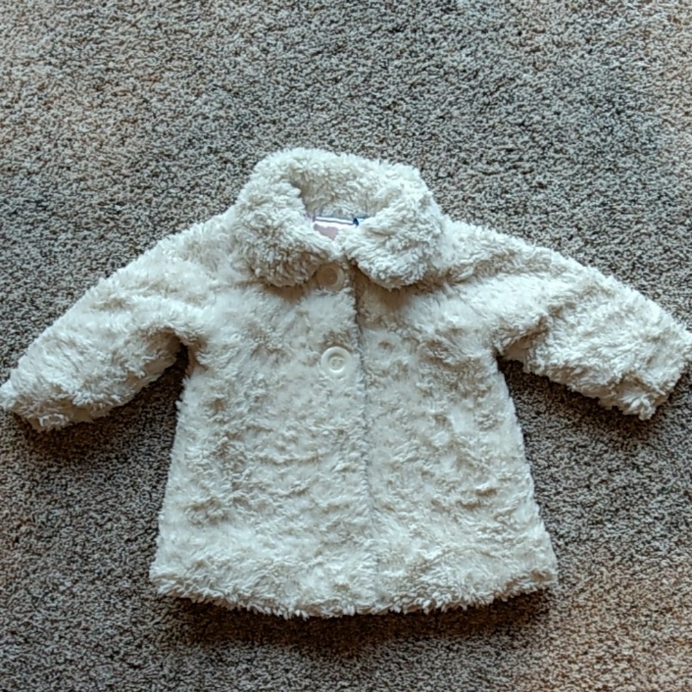 Faux fur White 18 months girls zip-front coat